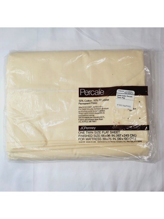 jcpenney Other - VTG JCPenney Percale Twin Flat Sheet Pale Camel Permanent Press USA Made